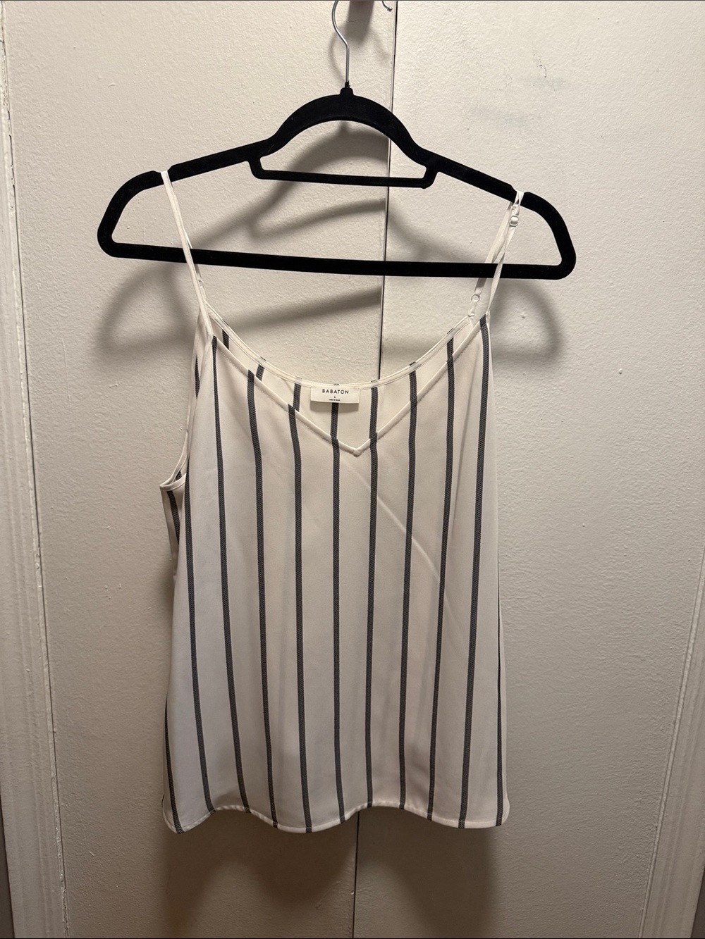 Babaton Cream-and-Black Vertical Stripe Camisole
